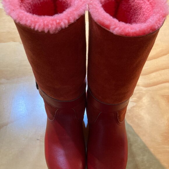 RARE Vintage RED SVEN No. 6 tall shearling clogs Size 39 - Picture 2 of 10
